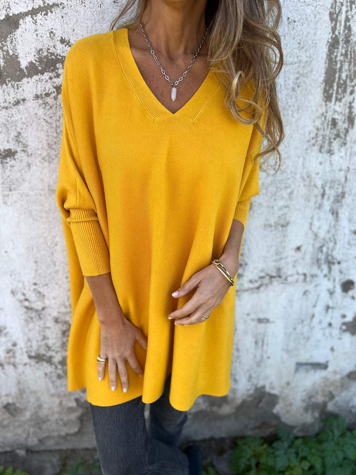 Women's Oversized V-Neck Tunic Sweater