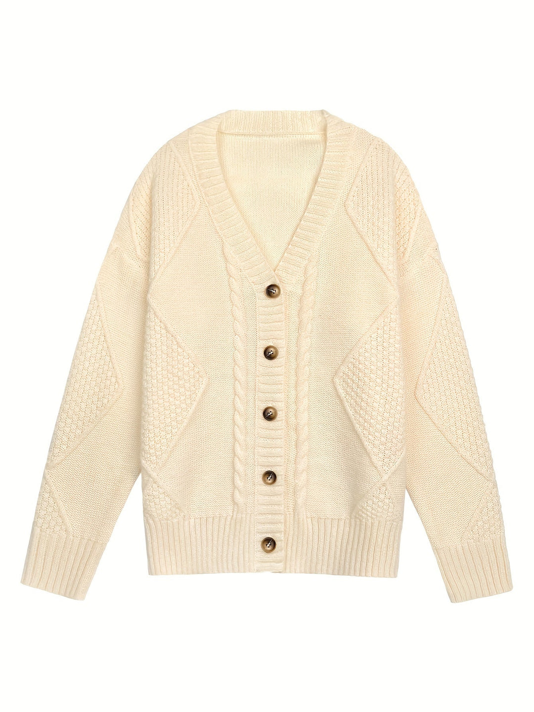 Women's Cable Knit V-Neck Button Cardigan