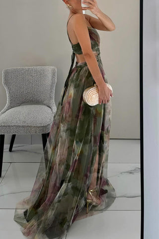 Women's Fitted Bodice V-Neck Maxi Dress