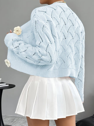 Women's Crochet Knit Floral Button Cardigan