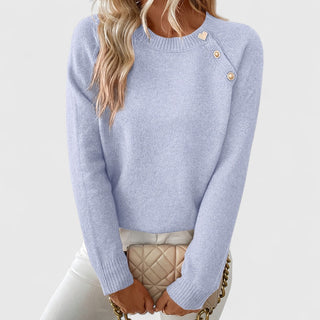 Women's Button Shoulder Crew Sweater