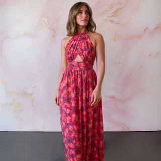 Women's Halter Front Slit Maxi Dress