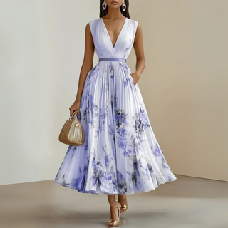 Women's Pleated Sleeveless Maxi Dress
