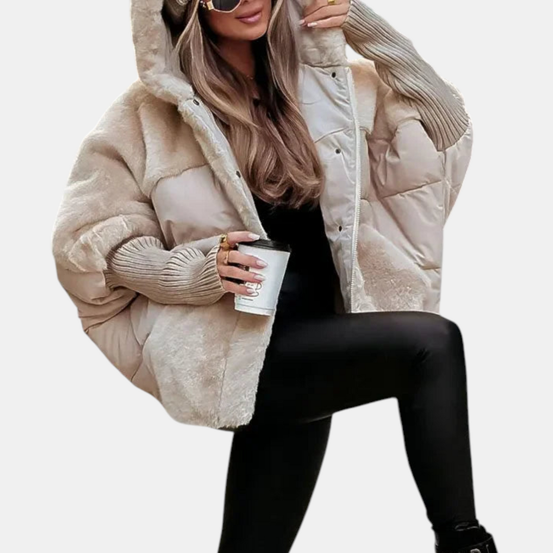 Oversized Hooded Patchwork Puffer Jacket