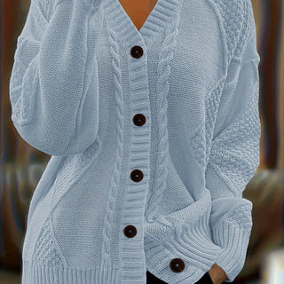 Women's Textured Cable Knit Button Cardigan