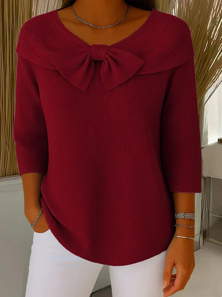 Women's Bow Detail Round Neck Sweater