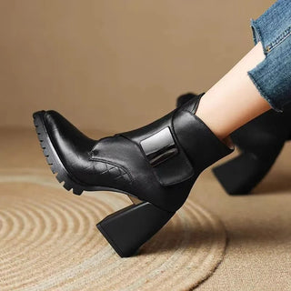 Boots For Women | Ankle Block Heel With Strap Detail