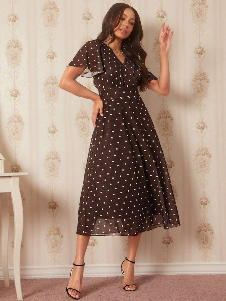 Amorya | V-Neck Flared Midi Dress