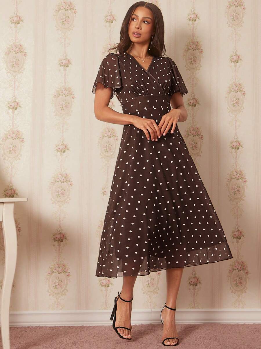 Amorya | V-Neck Flared Midi Dress