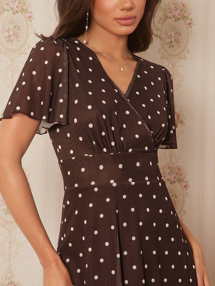Amorya | V-Neck Flared Midi Dress