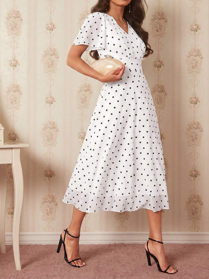 Amorya | V-Neck Flared Midi Dress