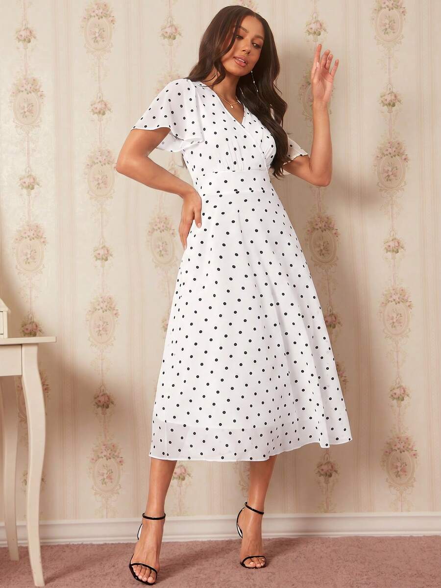 Amorya | V-Neck Flared Midi Dress