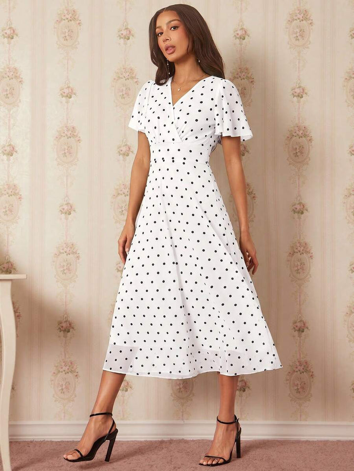 Amorya | V-Neck Flared Midi Dress