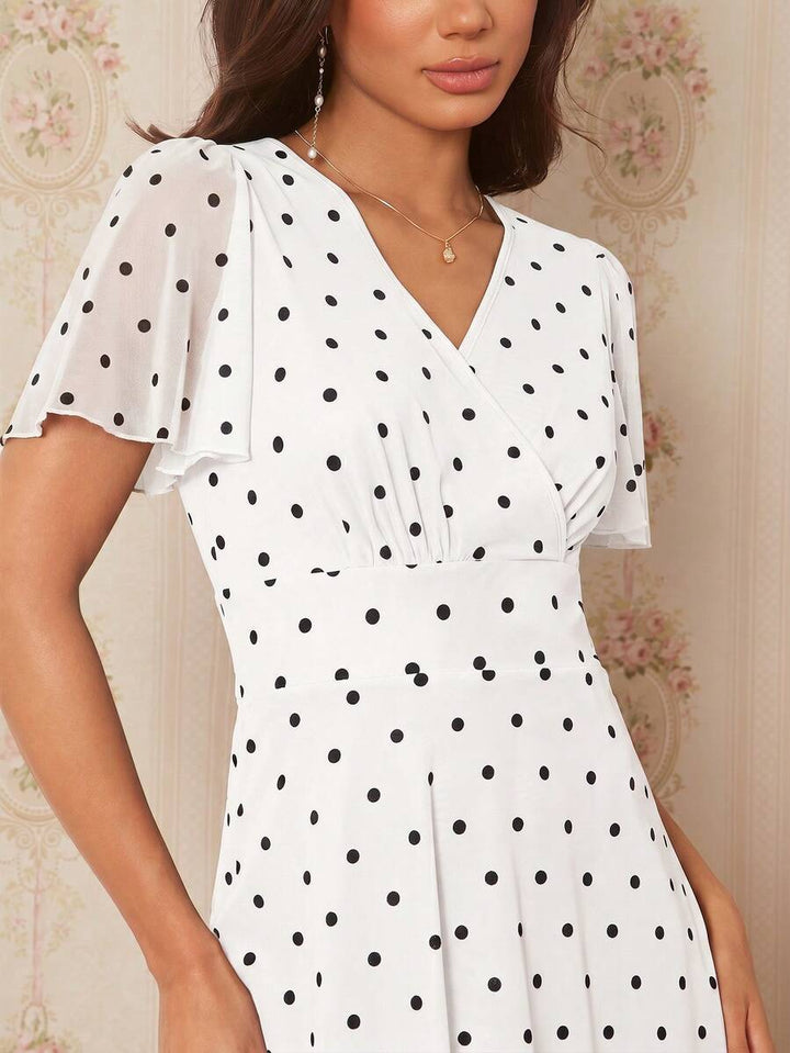 Amorya | V-Neck Flared Midi Dress