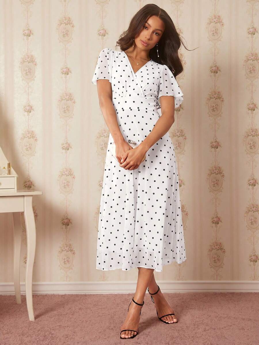 Amorya | V-Neck Flared Midi Dress