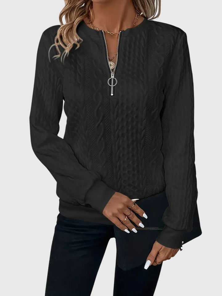 Women's Cable Knit Quarter-Zip Sweater