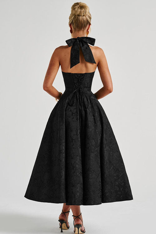 Women's V-Neck Halterneck Maxi Dress