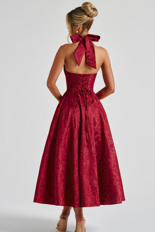 Women's V-Neck Halterneck Maxi Dress