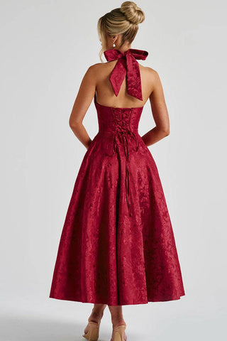 Women's V-Neck Halterneck Maxi Dress