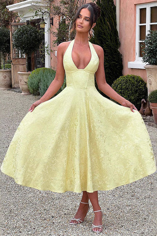 Women's V-Neck Halterneck Maxi Dress