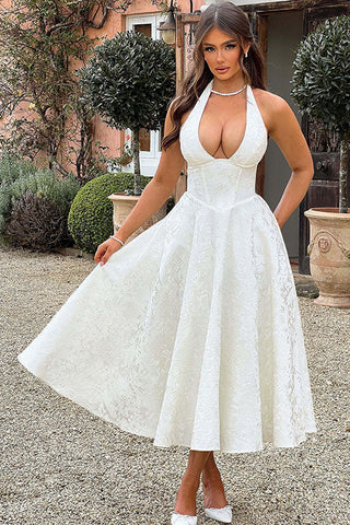 Women's V-Neck Halterneck Maxi Dress