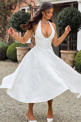 Women's V-Neck Halterneck Maxi Dress