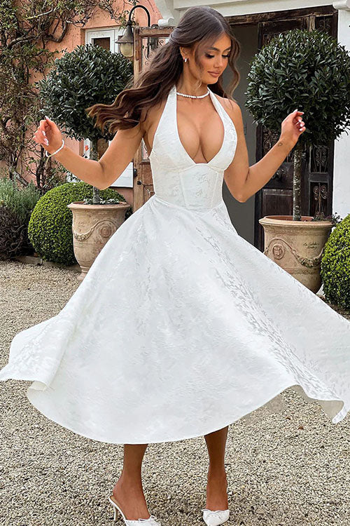 Women's V-Neck Halterneck Maxi Dress