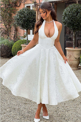 Women's V-Neck Halterneck Maxi Dress
