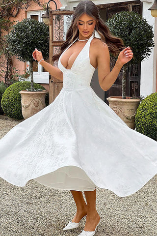 Women's V-Neck Halterneck Maxi Dress