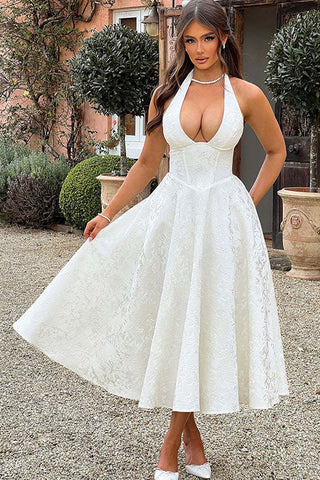 Women's V-Neck Halterneck Maxi Dress