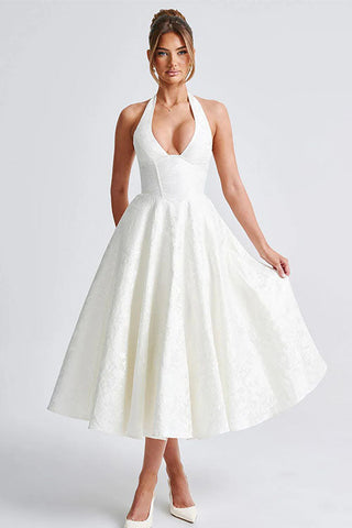 Women's V-Neck Halterneck Maxi Dress