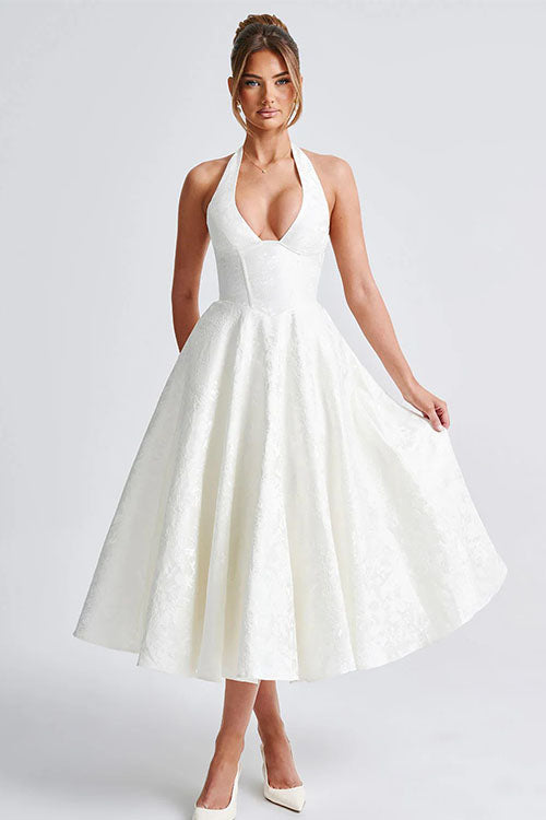 Women's V-Neck Halterneck Maxi Dress
