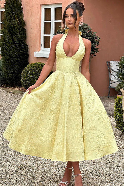 Women's V-Neck Halterneck Maxi Dress