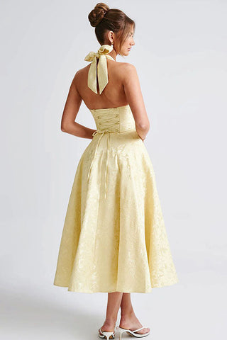 Women's V-Neck Halterneck Maxi Dress