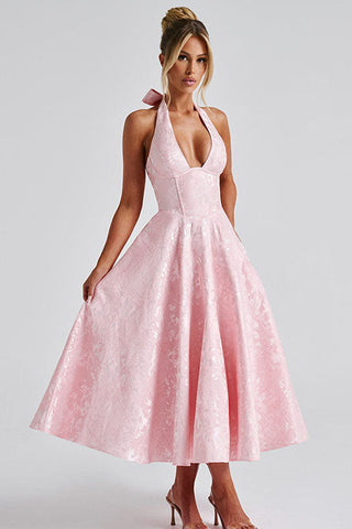 Women's V-Neck Halterneck Maxi Dress