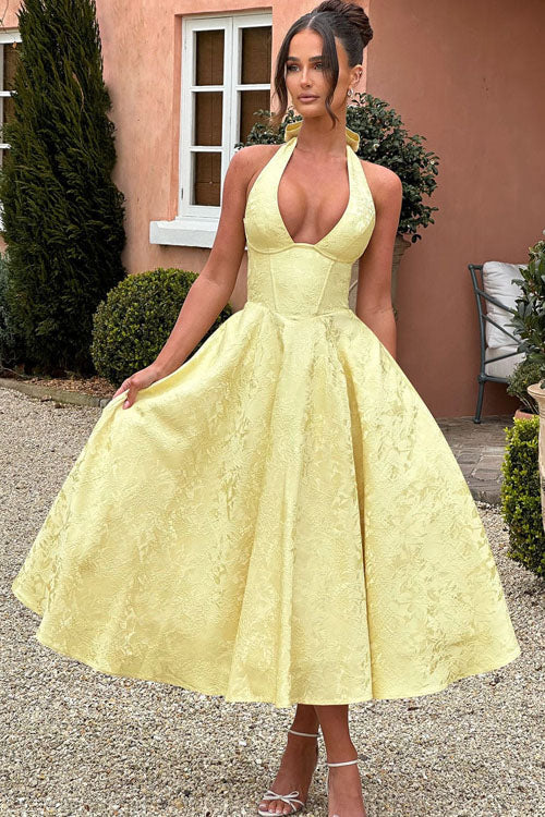 Women's V-Neck Halterneck Maxi Dress