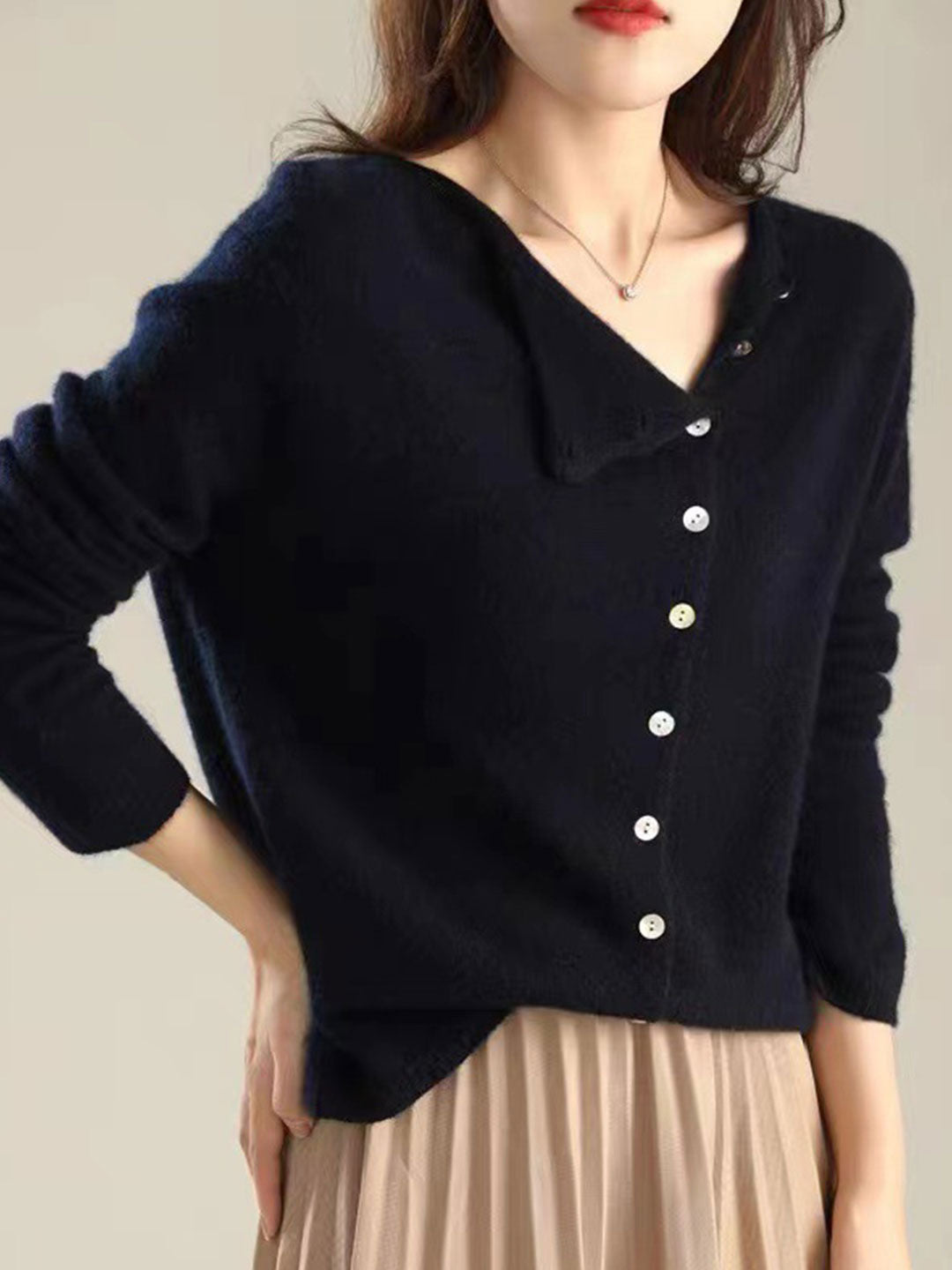 Women's V-Neck Button Knit Cardigan