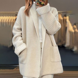 Women's Knitted Longline Cardigan with Pockets