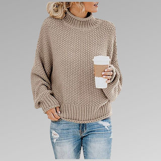 Women's Chunky Knit Turtleneck Jumper