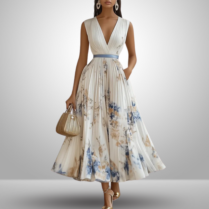 Women's Pleated Sleeveless Maxi Dress