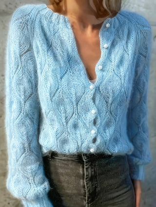 Women's Faux Mink Pearl-Effect Button Cardigan