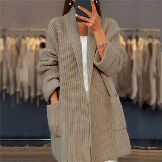 Women's Knitted Longline Cardigan with Pockets
