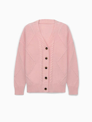 Women's Cable Knit V-Neck Button Cardigan