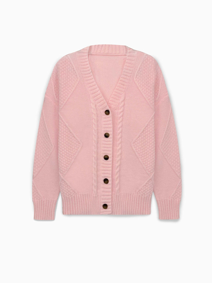 Women's Cable Knit V-Neck Button Cardigan