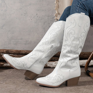 Women's Cowboy Knee-High Block Heel Boots