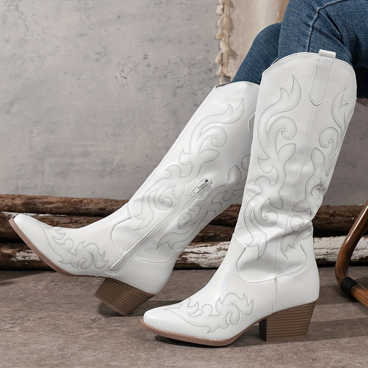 Women's Cowboy Knee-High Block Heel Boots