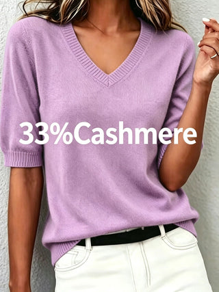 Women's Soft-Knit Short-Sleeve V-Neck Sweater