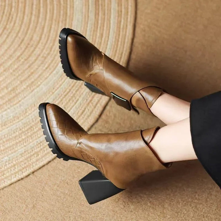 Women's Strap Detail Block Heel Boots
