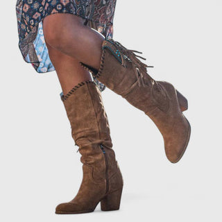 Women's Fringe Detail Mid-Calf Boots