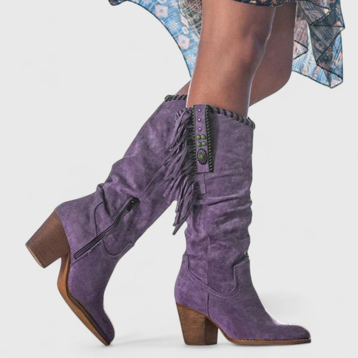 Women's Fringe Detail Mid-Calf Boots